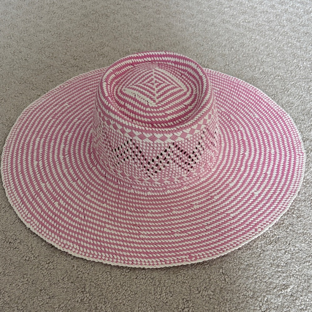 NTW - J. Crew Pink and White Striped Sun Hat